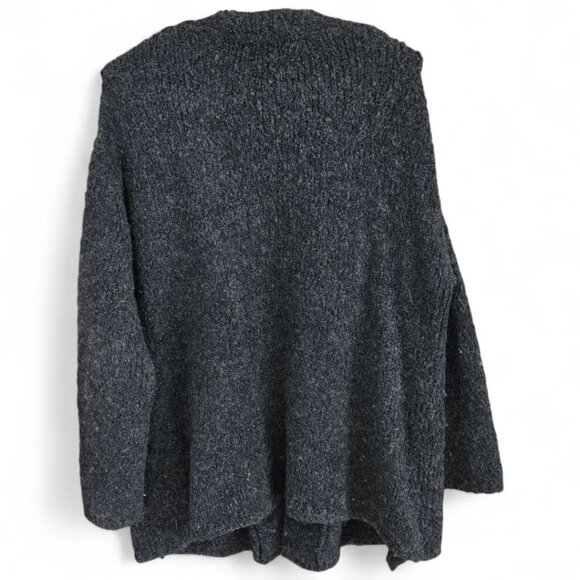 J.Jill Pure Jill Womens Large Boucle Cardigan Sweater Wool Blend Black Pockets - Picture 2 of 8